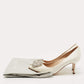 Original Manolo Blahnik Off White Satin Hangisi Pumps Size 37.5