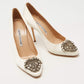 Original Manolo Blahnik White Satin Okkava Pumps Size 36.5