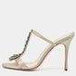 Original Manolo Blahnik Cream/Off-White Satin and Leather Eridania Sandals Size 39