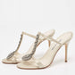 Original Manolo Blahnik Cream/Off-White Satin and Leather Eridania Sandals Size 39