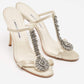 Original Manolo Blahnik Cream/Off-White Satin and Leather Eridania Sandals Size 39