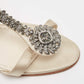 Original Manolo Blahnik Cream/Off-White Satin and Leather Eridania Sandals Size 39