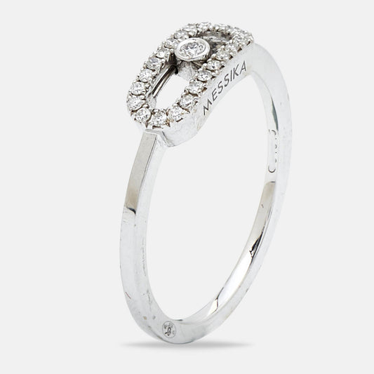 Original Messika Move Uno Diamonds 18k White Gold Ring Size 48