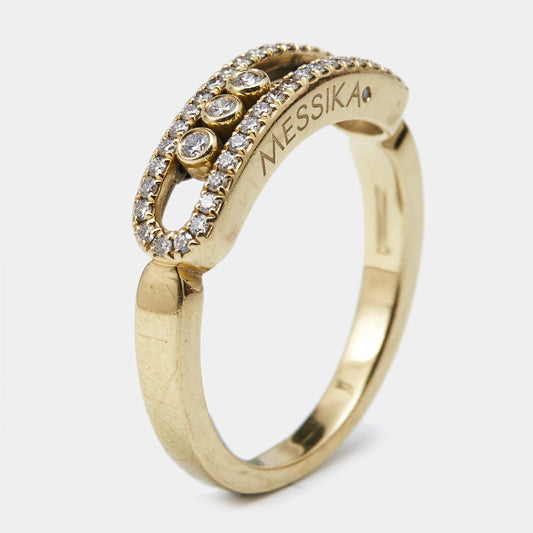 Original Messika Baby Move Pavé Diamonds 18k Yellow Gold Ring Size 55