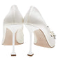 Original Miu Miu White Satin Embellished Pointed Toe Pumps Size 38