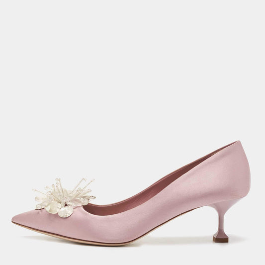 Original Miu Miu Light Purple Satin Crystal Embellished Pumps Size 39.5