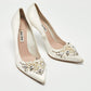 Original Miu Miu White Satin Embellished Pumps Size 37