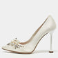 Original Miu Miu White Satin Embellished Pumps Size 37