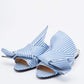 Original Nº21 Blue/White Satin Knot Flat Mules Size 37