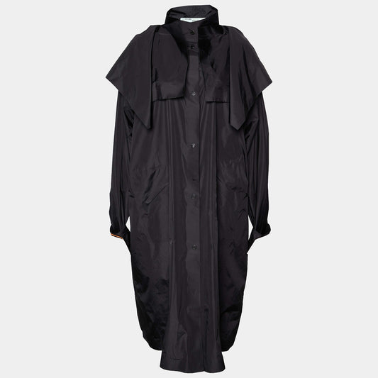 Original Off-White Black Nylon Hooded Oversized Coat  M