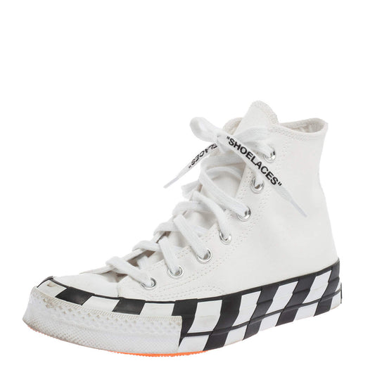 Original Off-White  White Canvas High Top Sneakers Size 38