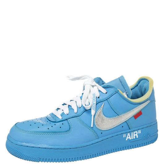 Original Off-White x Nike Blue Leather MCA Air Force 1 Sneakers Size 43