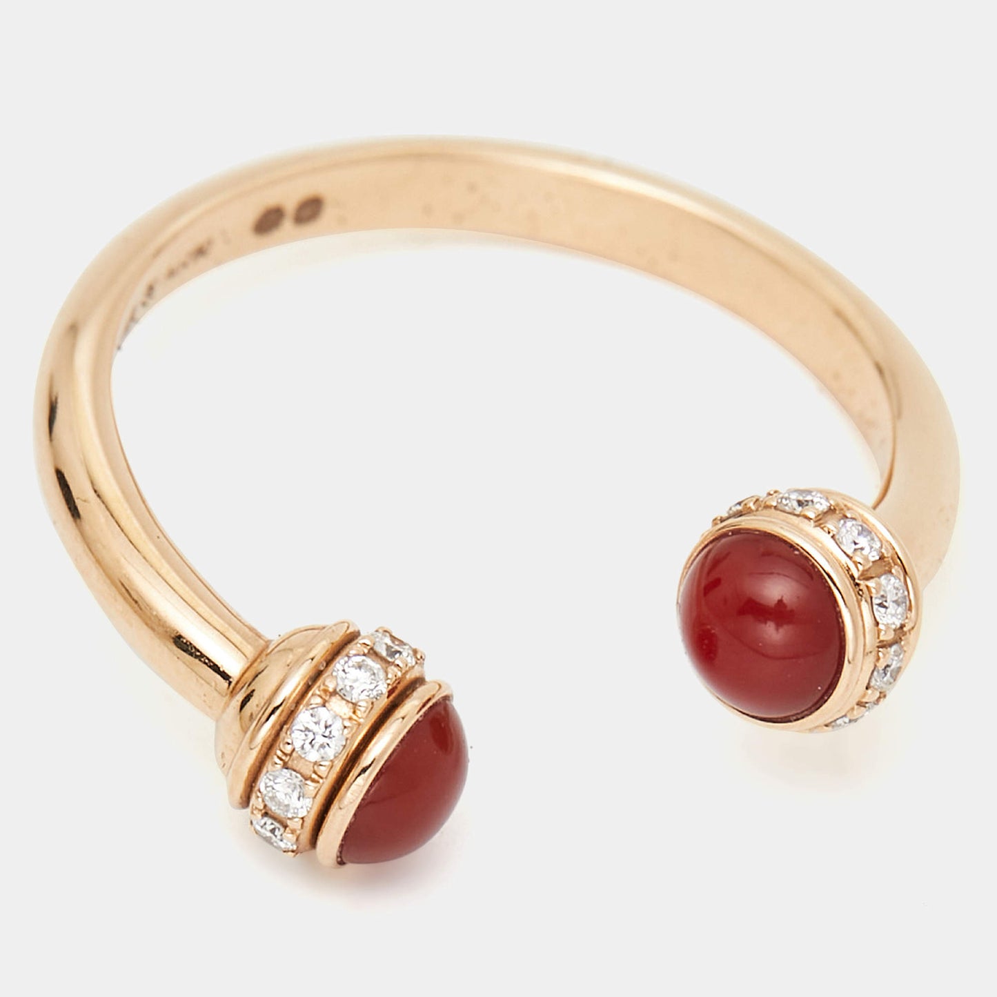 Original Piaget Possession Carnelian Diamond 18k Rose Gold Ring Size 56