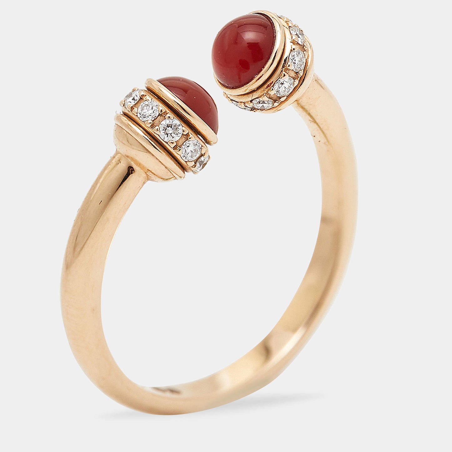 Original Piaget Possession Carnelian Diamond 18k Rose Gold Ring Size 56