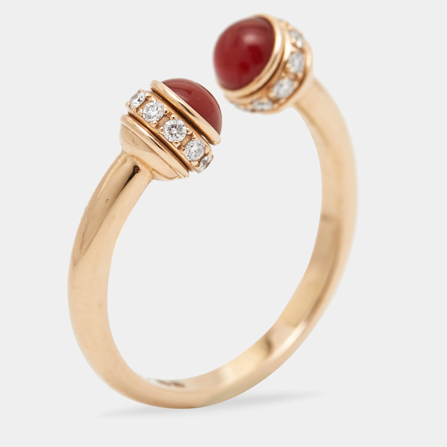 Original Piaget Possession Carnelian Diamond 18k Rose Gold Ring Size 56