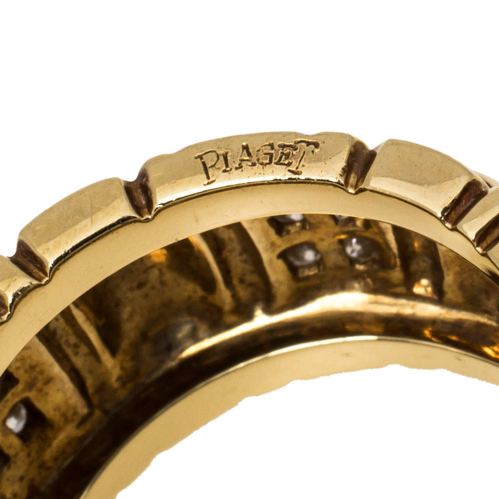 Original Piaget Diamond 18K Yellow Gold Wide Band Ring Size 53