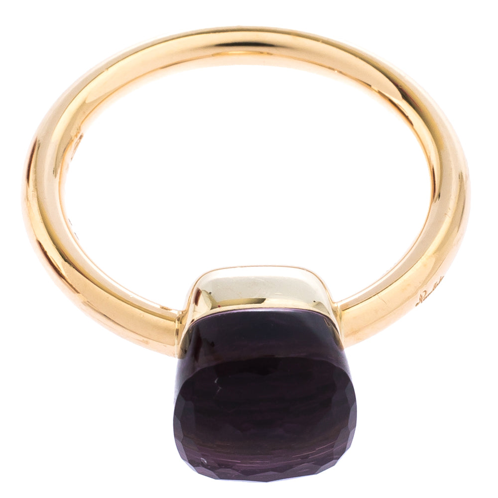 Original Pomellato Nudo Amethyst 18K Rose Gold Ring Size 54