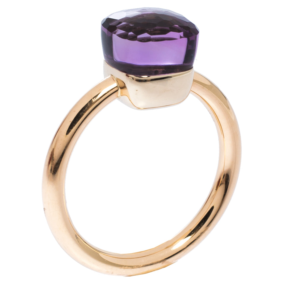 Original Pomellato Nudo Amethyst 18K Rose Gold Ring Size 54