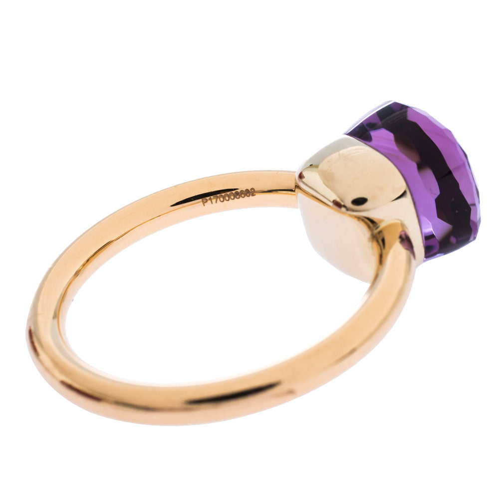 Original Pomellato Nudo Amethyst 18K Rose Gold Ring Size 54