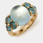 Original Pomellato Luna Blue Topaz 18K Rose Gold Cocktail Ring Size 54