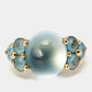 Original Pomellato Luna Blue Topaz 18K Rose Gold Cocktail Ring Size 54