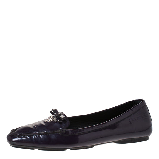 Original Prada Purple Patent Leather Bow Loafer Ballet Flats Size 38