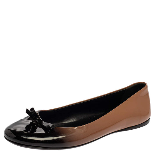 Original Prada Two Tone Patent Leather Bow Ballet Flats Size 37.5