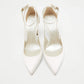 Original René Caovilla White Satin Crystal Embellished Slingback Ankle Strap Pumps Size 34.5