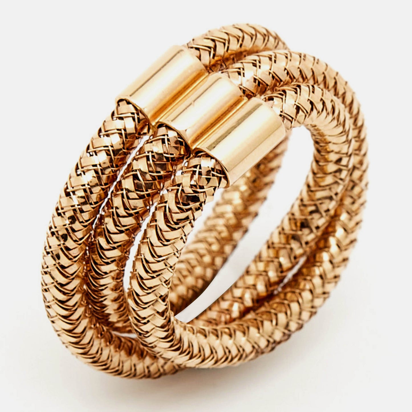 Original Roberto Coin Primavera Triple Row 18k Rose Gold Ring Size 52