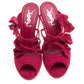 Original Saint Laurent Paris Magenta Suede Rose Petal Detail Peep Toe Platform Sandals Size 38.5