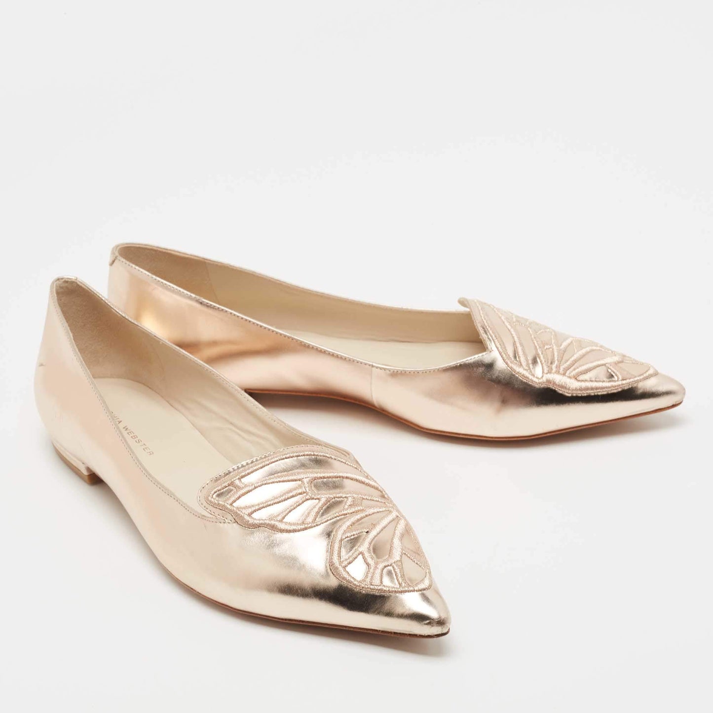 Original Sophia Webster Rose Gold Leather Bibi Butterfly Ballet Flats Size 40.5 (Never Used)