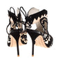 Original Sophia Webster Black Suede and Metallic Rose Gold Leather Riko Cut Out Sandals Size 38.5