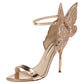 Original Sophia Webster Metallic Rose Gold Leather Chiara Butterfly Ankle Cuff Sandals Size 37