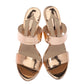 Original Sophia Webster Rose Gold Foil Leather Crystal Embellished Heel Slide Mules Size 39