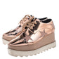 Original Stella McCartney Metallic Rose Gold Faux Leather Elyse Star Platform Lace Up Derby Size 36