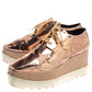 Original Stella McCartney Rose Gold Faux Patent Leather Elyse Star Platform Sneakers Size 38.5