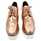 Original Stella McCartney Rose Gold  Faux Patent and Leather Elyse Star Platform Lace Up Sneakers Size 36