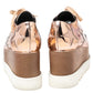 Original Stella McCartney Rose Gold  Faux Patent and Leather Elyse Star Platform Lace Up Sneakers Size 36