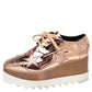 Original Stella McCartney Rose Gold  Faux Patent and Leather Elyse Star Platform Lace Up Sneakers Size 36