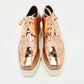 Original Stella McCartney Metallic Rose Gold Faux Patent Leather Elyse Star Platform Lace Up Sneakers Size 37