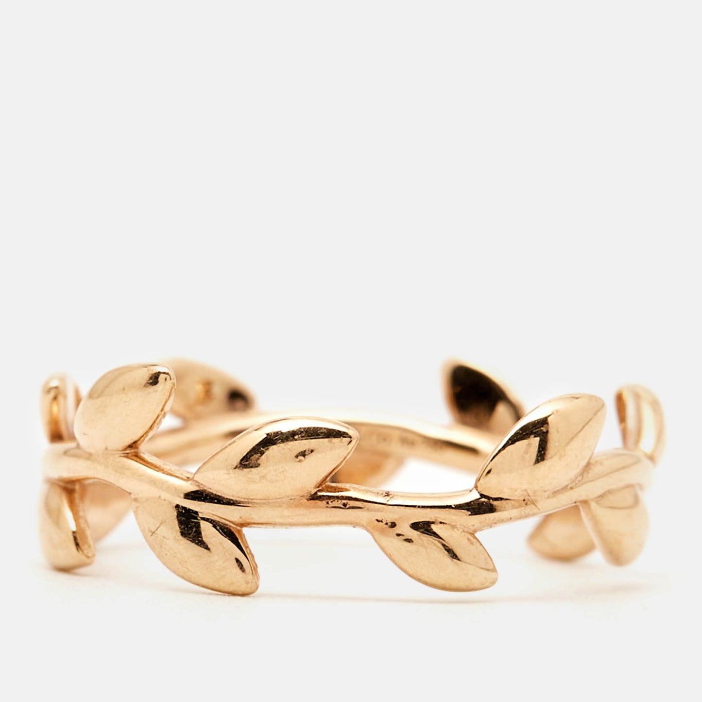 Original Tiffany & Co. Paloma Picasso Olive Leaf 18k Rose Gold Ring Size 52