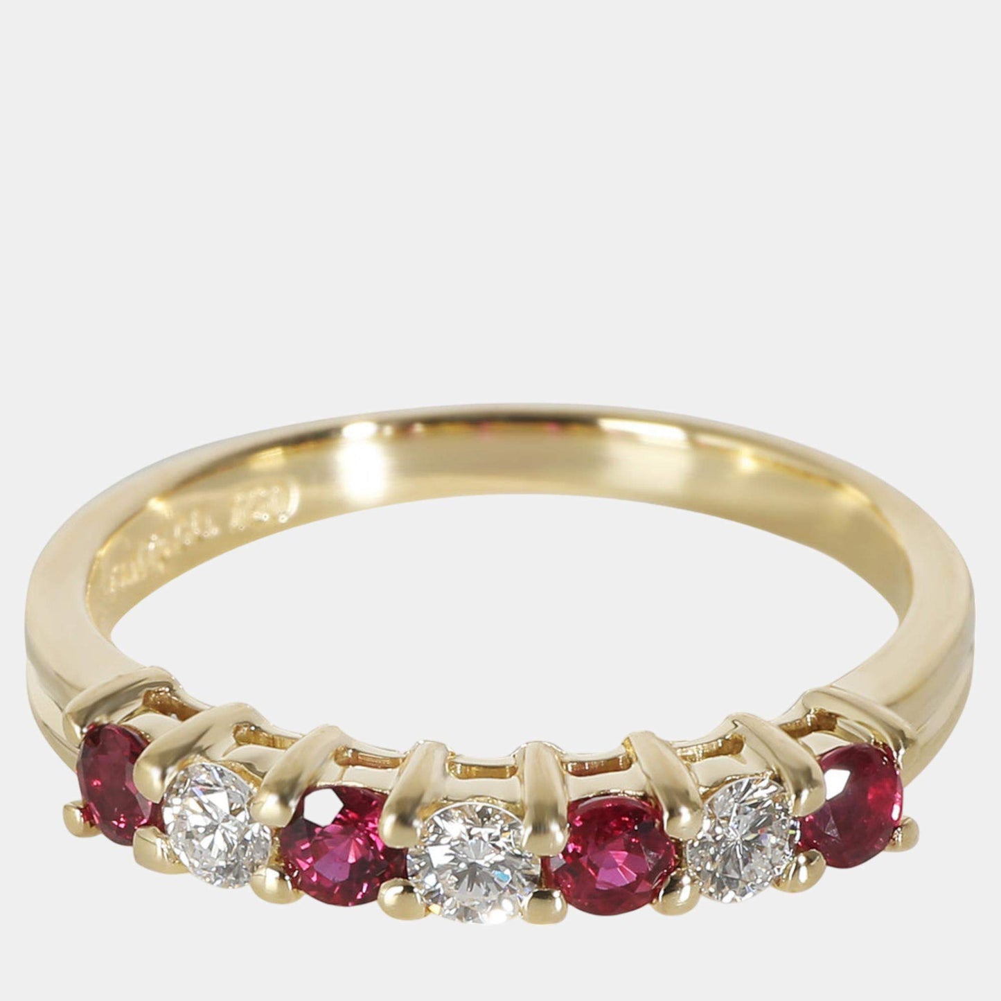 Original Tiffany & Co. 18k Yellow Gold Vintage Ruby & Diamond Band in 0.18 CTW