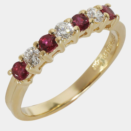 Original Tiffany & Co. 18k Yellow Gold Vintage Ruby & Diamond Band in 0.18 CTW