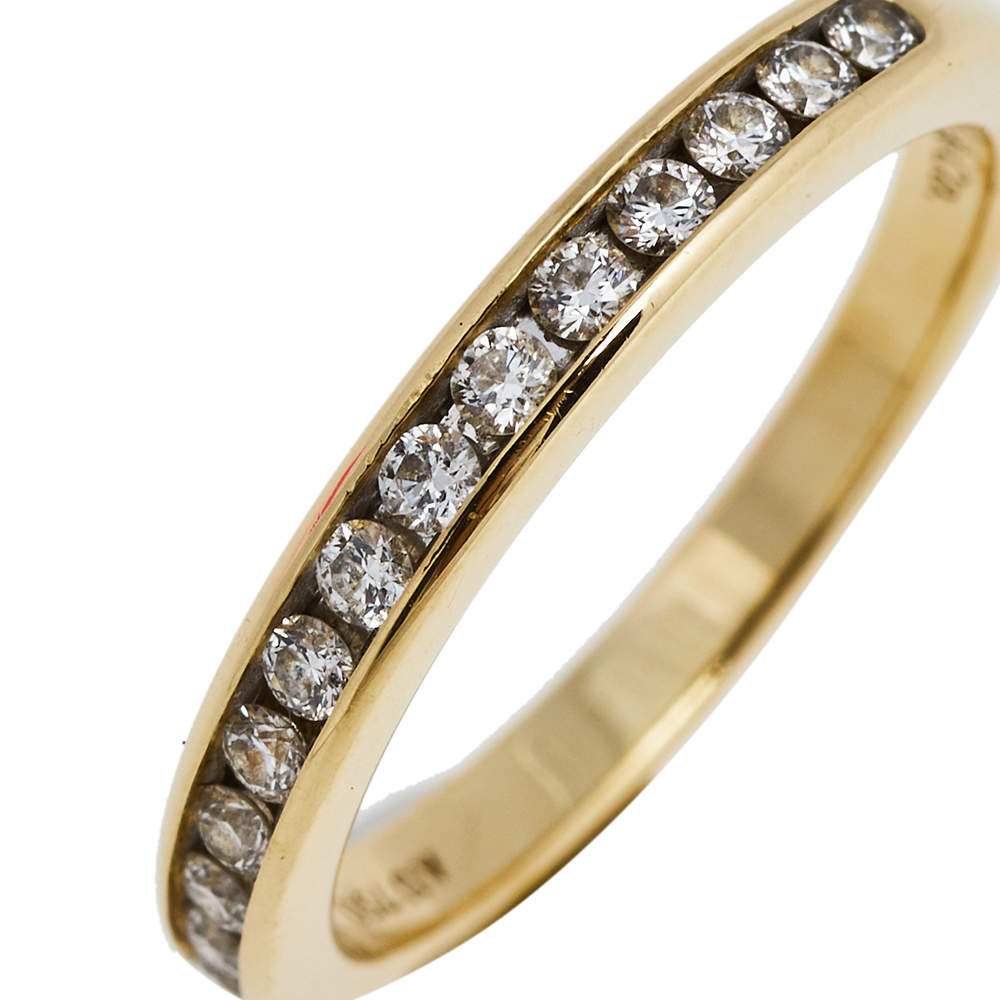 Original Tiffany & Co. Diamond 18K Yellow Gold Half Eternity Wedding Band Ring 50