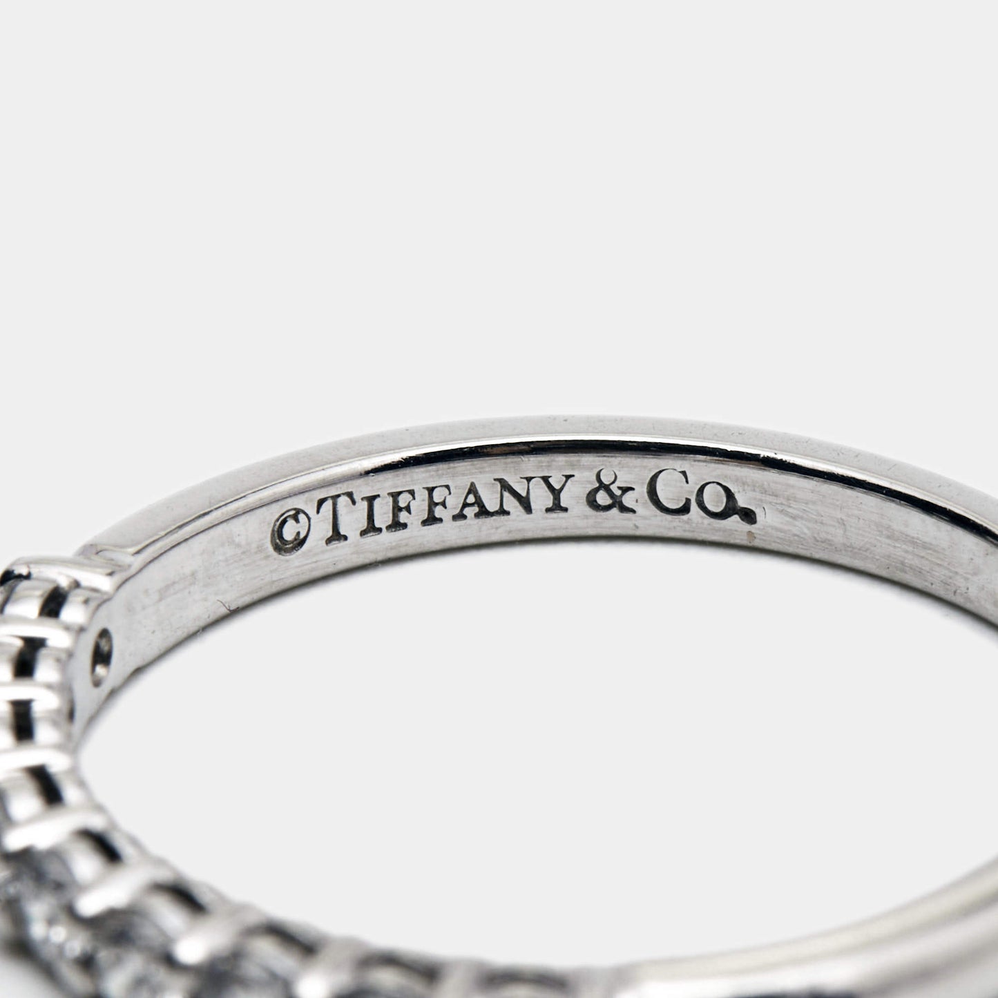 Original Tiffany & Co. Forever Diamonds Platinum Half Eternity Band Ring 51