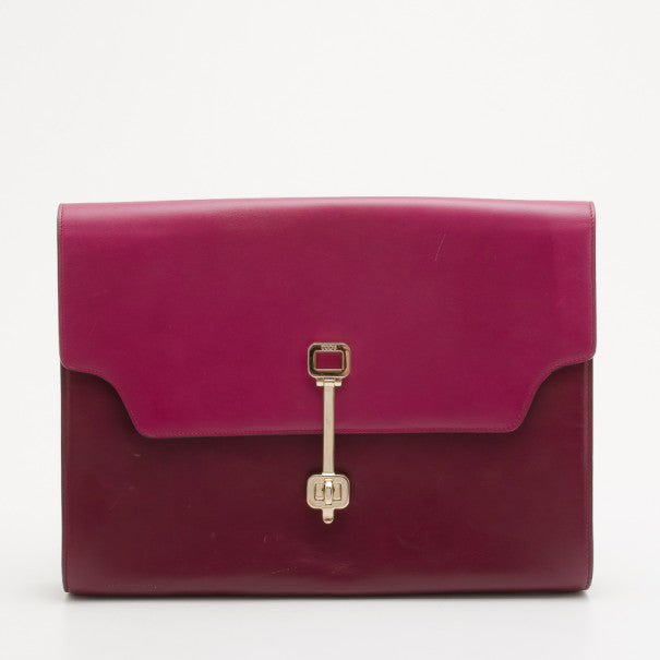 Original Tod's Raspberry Two-Tone Envelope Oversized Clutch