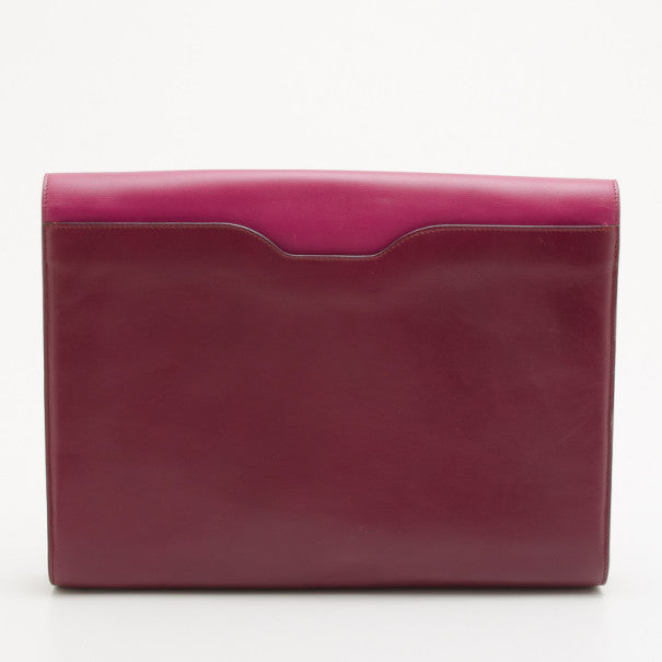 Original Tod's Raspberry Two-Tone Envelope Oversized Clutch