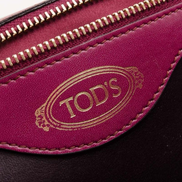 Original Tod's Raspberry Two-Tone Envelope Oversized Clutch