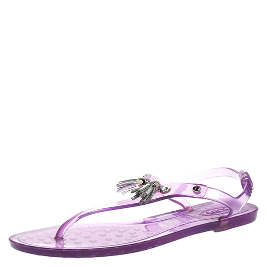 Original Tod's Purple Jelly Tassel Thong Slingback Flat Sandals Size 37