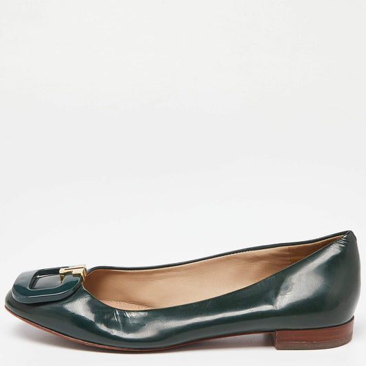 Original Tory Burch Green Patent Leather Ballet Flats Size 37